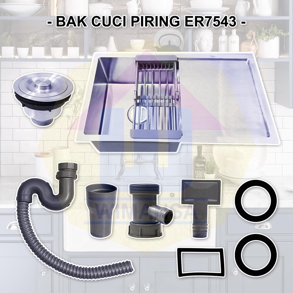 BAK CUCI PIRING ERNESTO ER7543 SILVER - STAINLESS STEEL