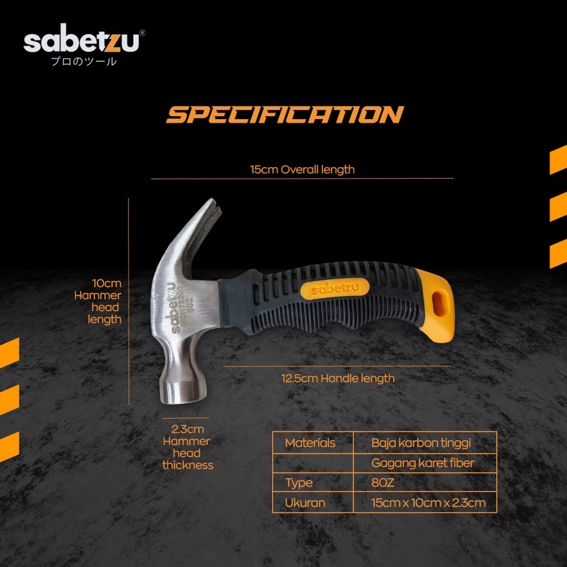 Palu Kambing Mini 8 oz Palu Cebol Gagang Karet Martil Mini Kecil Sabetzu Claw Hammer