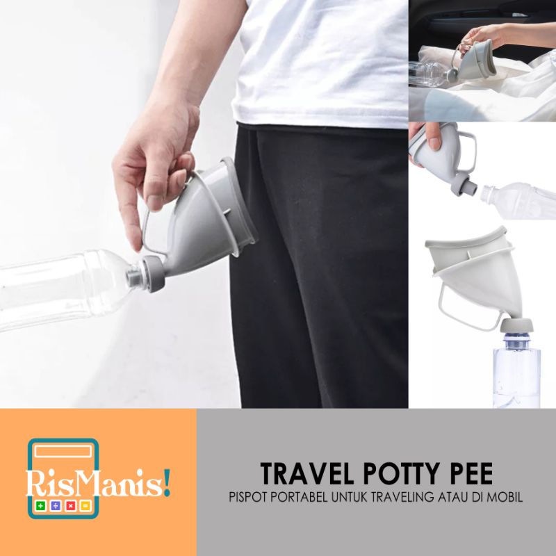 TRAVEL POTTY PEE - Botol Pispot Mobil Portable Traveling Darurat Corong Urinator Pria Wanita Anak Dewasa Orangtua Toilet Portabel Urinoir Wadah Pipis Emergency Tempat Kencing Buang Air Kecil