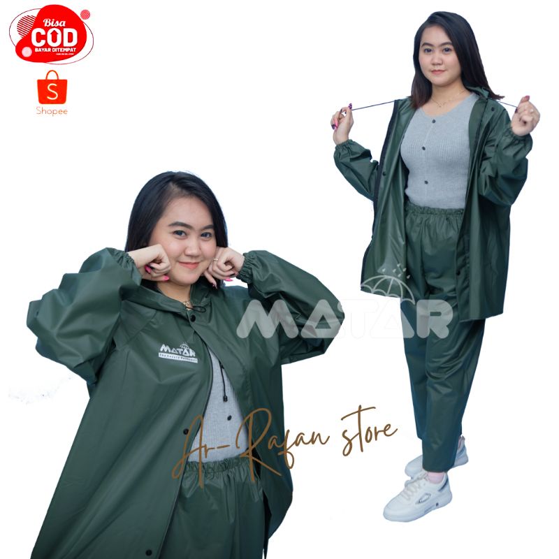 Jas Hujan Pria Wanita Dewasa By MATAR Anti Rembes Bahan PVC 0,25