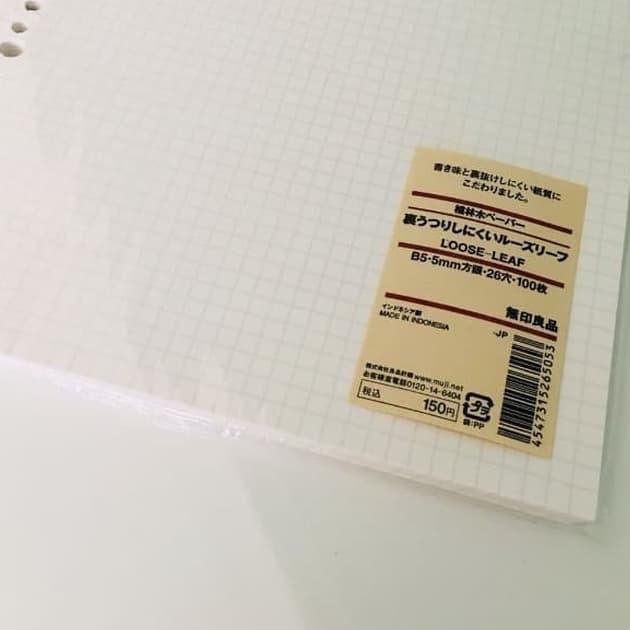 

ツ MUJI - Loose Leaf paper A5/B5/A4 - line / Grid / Dot / Blank - kertas Recomend