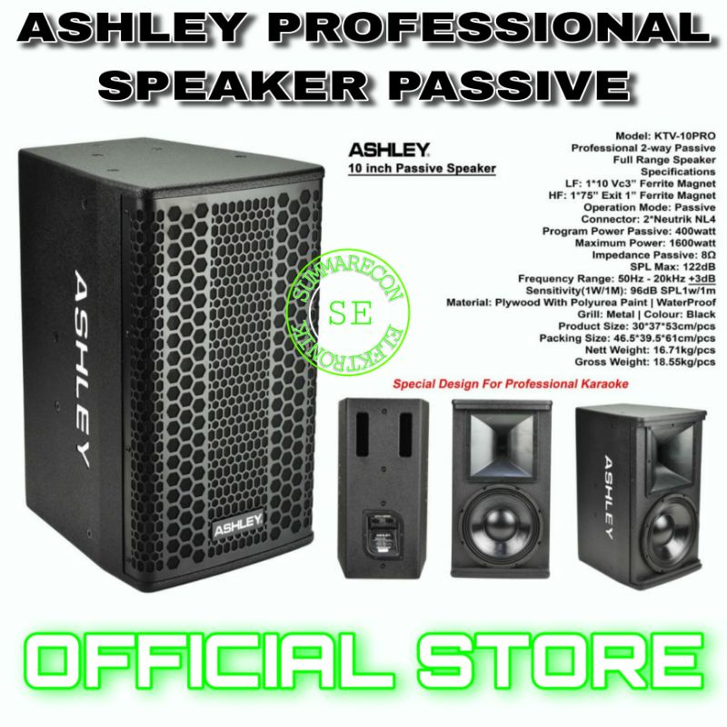 speaker pasif 10 inch original ashley ktv10pro speaker passive karaoke 10 inch