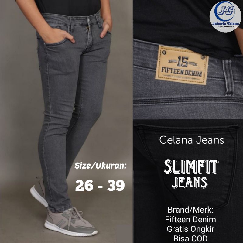 Celana Jeans pria cowo cowok Panjang pensil slimfit skinny (Promo Ramadhan Sale)-Abu STONE / Abu grey