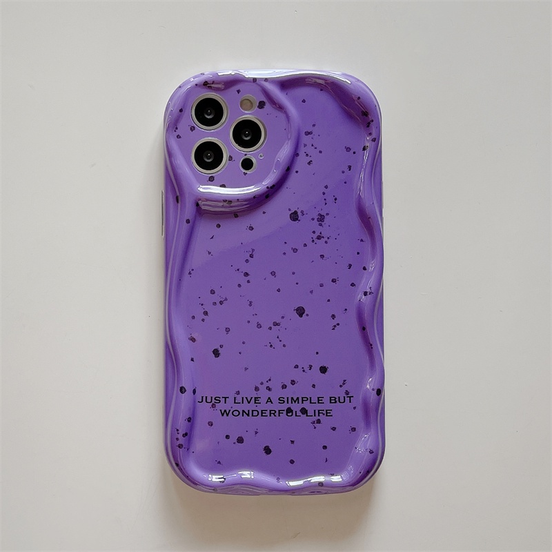 IPHONE Casing Ponsel Desain Bercak Ungu Canggih Untuk Iphone14 13 12 11 Pro Max 14Plus Lucu Wol Tempat Topi Drop Proof Casing