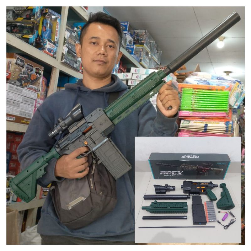 Mainan Tembakan Nerf Semi Auto Baterai - PistolanTembak Batre Anak Laki Cowok
