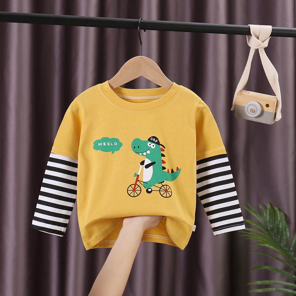 ByKiddos - 1-7 Tahun Kaos Lengan Panjang Stripe Anak-Anak Gaya Korea Bahan Katun Lembut Import