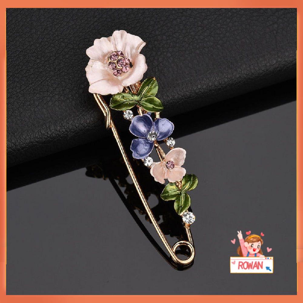 R-flower 1pc Berlian Imitasi Bunga Bros Trendi Kreatif Perhiasan Vintage Elegan Gaun Kemeja Aksesoris