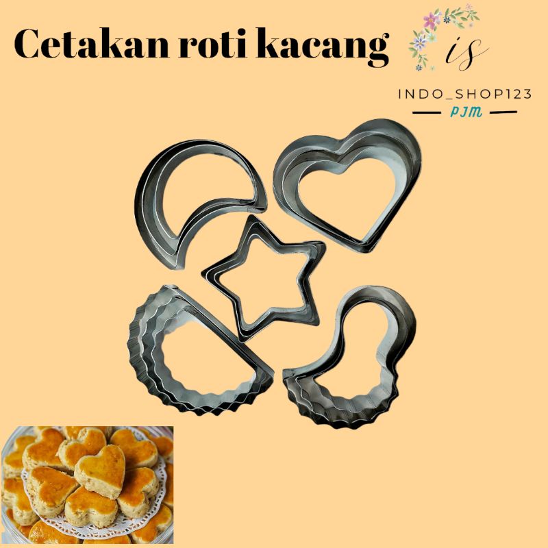 Cetakan kue kering cookie cutter set roti kacang BANGKIT dan OMBYOK UKURAN BESAR stainless steel taj