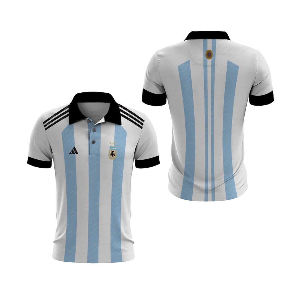 Fikastore - Kaos Kerah Timnas Argentina Bintang 3 Piala Dunia 2022