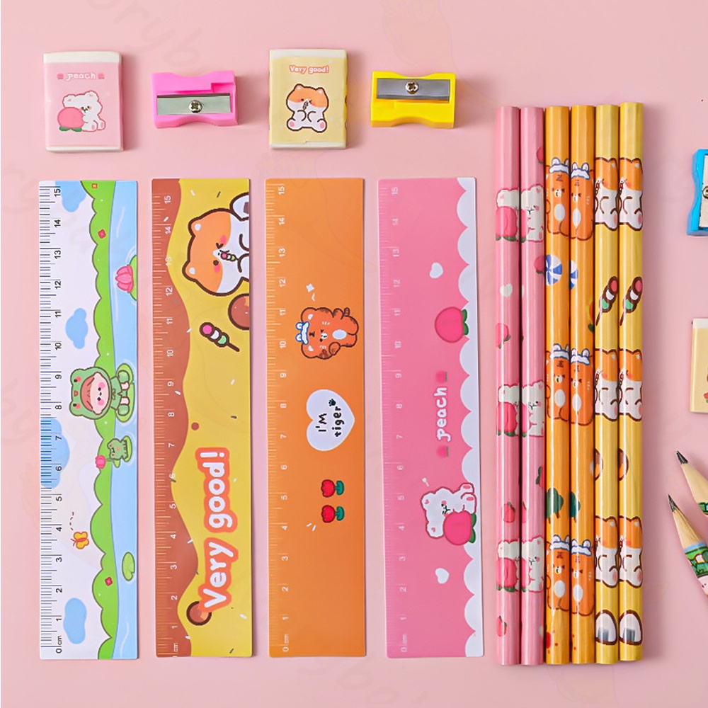 Ivorybaby 5in1 Alat tulis sekolah lucu Alat tulis pensil stationery set