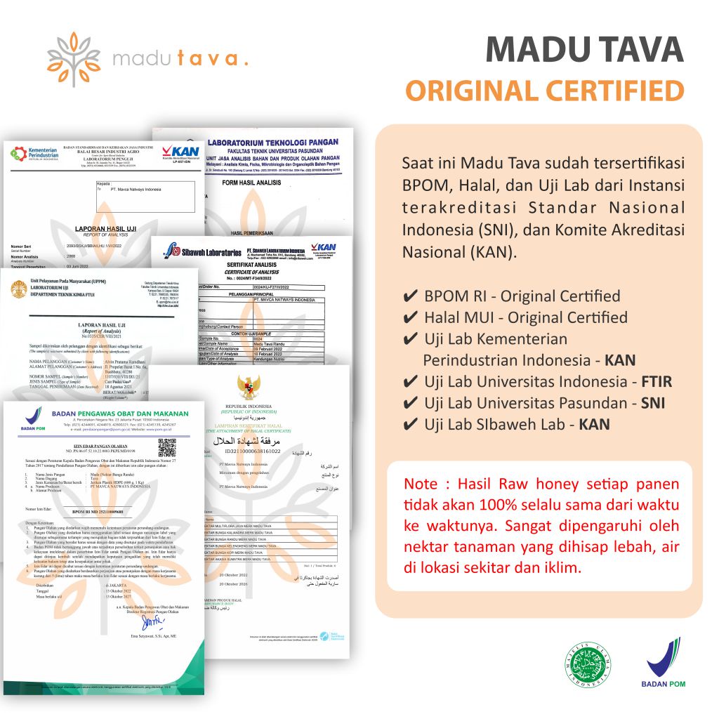 Madu Murni Asli Tava Grade A Variant Nektar 100% Alami Pure Natural Raw Honey Minuman Kesehatan