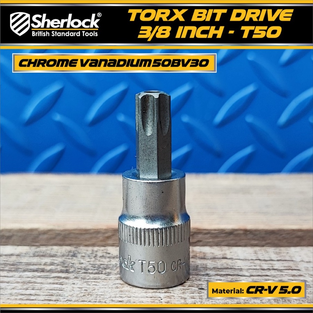 Mata Kunci Sok Bintang Drive 3/8 &quot; inch Sherlock Torx Bit Tampered T50