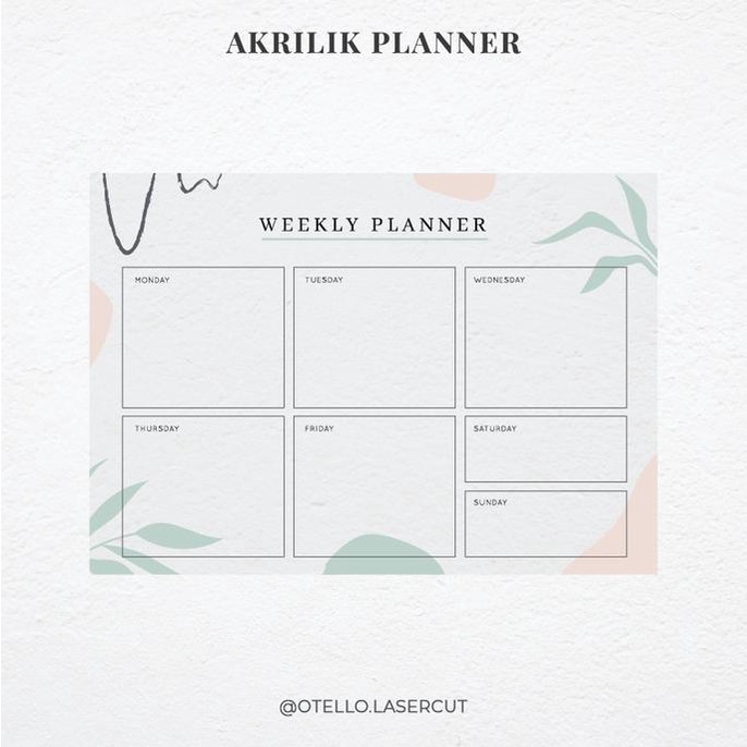 

TROPICAL - WEEKLY PLANNER AKRILIK | WALL PLANNER DINDING PAPAN JADWAL