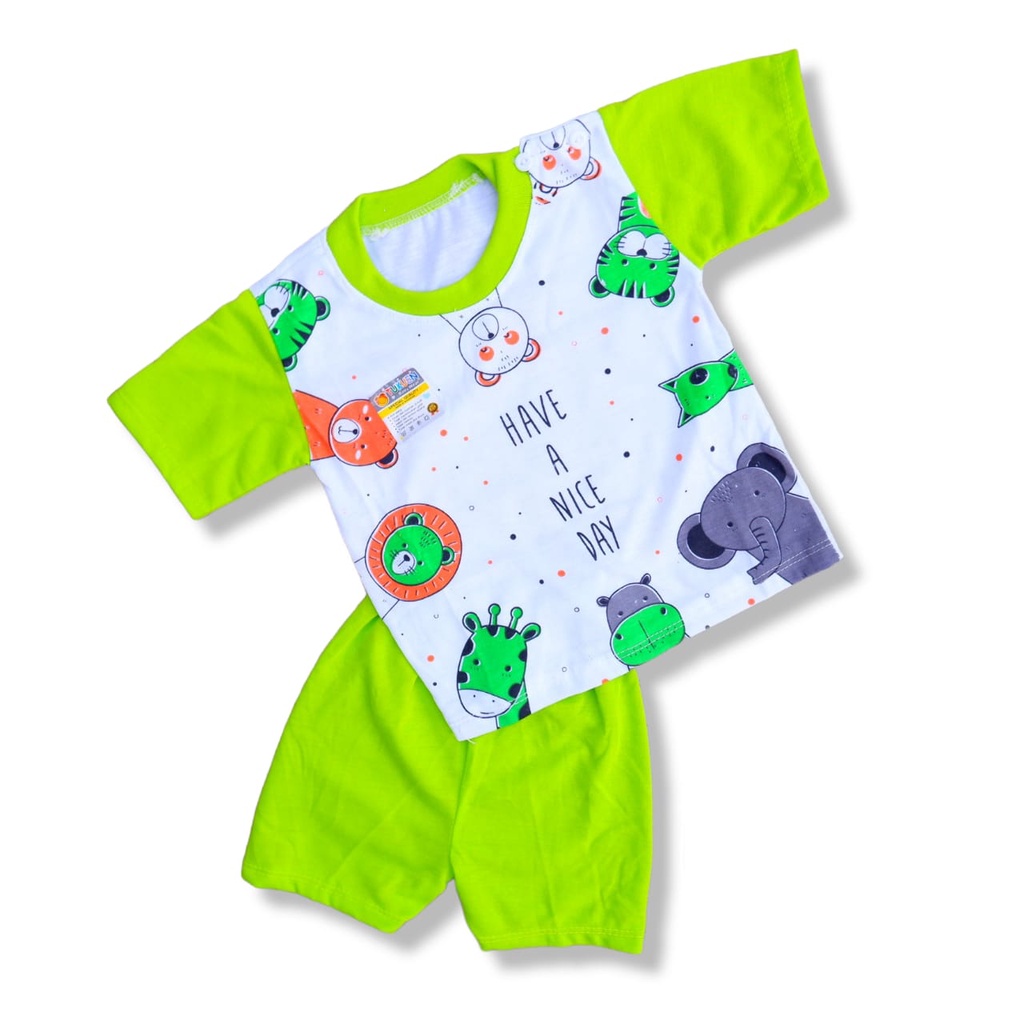 Set Setelan Baju Bayi Kancing Pundak Motif Have A Nice Day