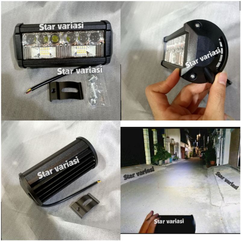 Lampu tembak 4696 sorot LED bar cwl 16 titik mata lensa 4D 48watt motor mobil (3+1)X2