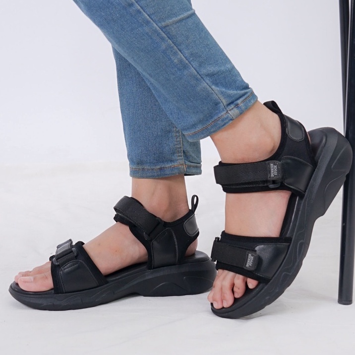 SARASARA YUK - Dunkenstock SKY Sepatu Sandal Wanita Size 36 - 40 Sendal Beleza Wedges Model dua Tali Strap Belakang Hak Tinggi Sole 4cm Sandal Gunung Velcro 37 38 39 Warna ALL Belleza Kekinian Premium Terbaru Shoes Ori Original Mall Official Store