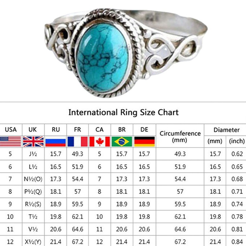 Perhiasan Antik Cincin Pirus Pengantin Pengantin Nikah Tunangan Vintage Ring Hadiah Size 5-12