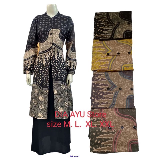 GAMIS KAFTAN BATIK DOBY JET BLACK 2IN1 BRAND LIDYA