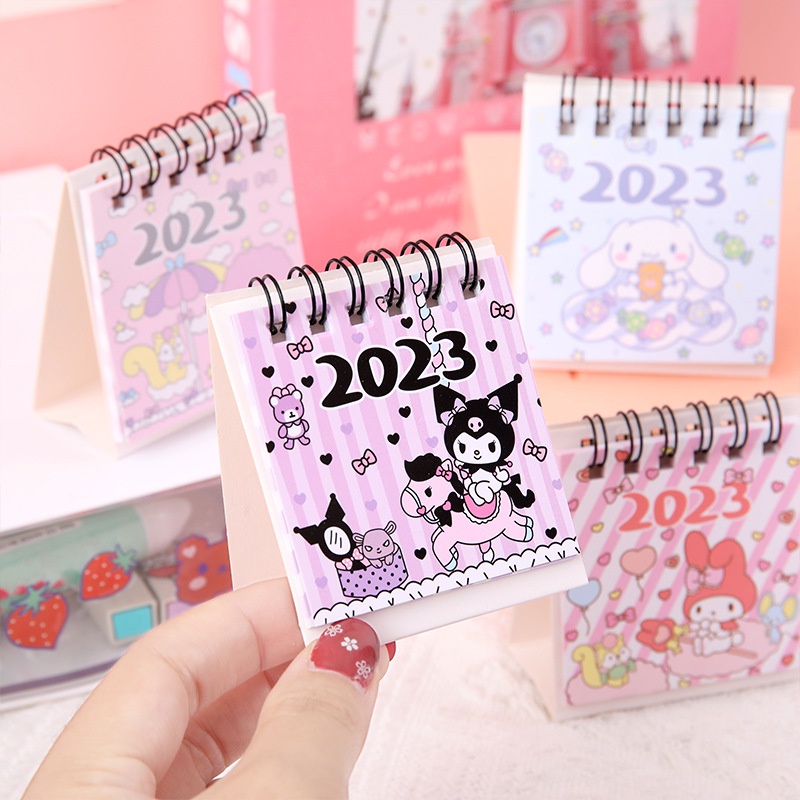 2023kalender Meja Mini Kartun Vertikal/Kalender Meja Kawaii Kelinci Anjing Lucu/Ornamen Desktop Penjadwal Harian Tahun Baru