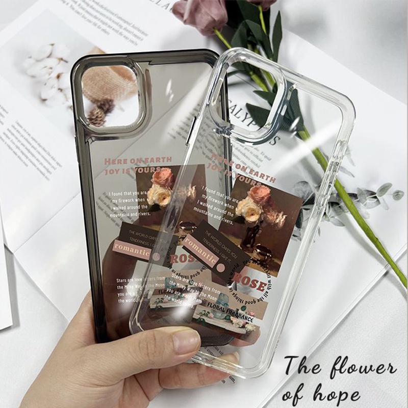 IPHONE Rose Fragrance Shockproof Soft Phone Case Kompatibel Untuk Iphone14 13 12 11 Pro XS Max X XR 78 6 6S Plus Casing Transparan TPU Cover