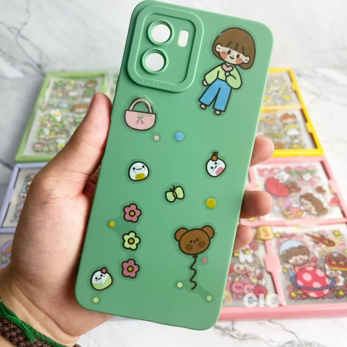 Cutie POP DIY Diamond 1 BOX 12Pcs/Sticker Cute 2D 100Lembar Stiker Case Hp Botol Minum Set Diary Book Aesthetic