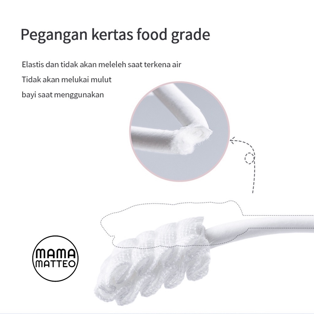 Baby Oral Cleaner Kassa Stick Pembersih Mulut Gusi Lidah Bayi Sikat Pembersih Putih Susu Kapas Kasa Lidah Gigi Lembut / 1 Box 30 Stick / BANDUNG