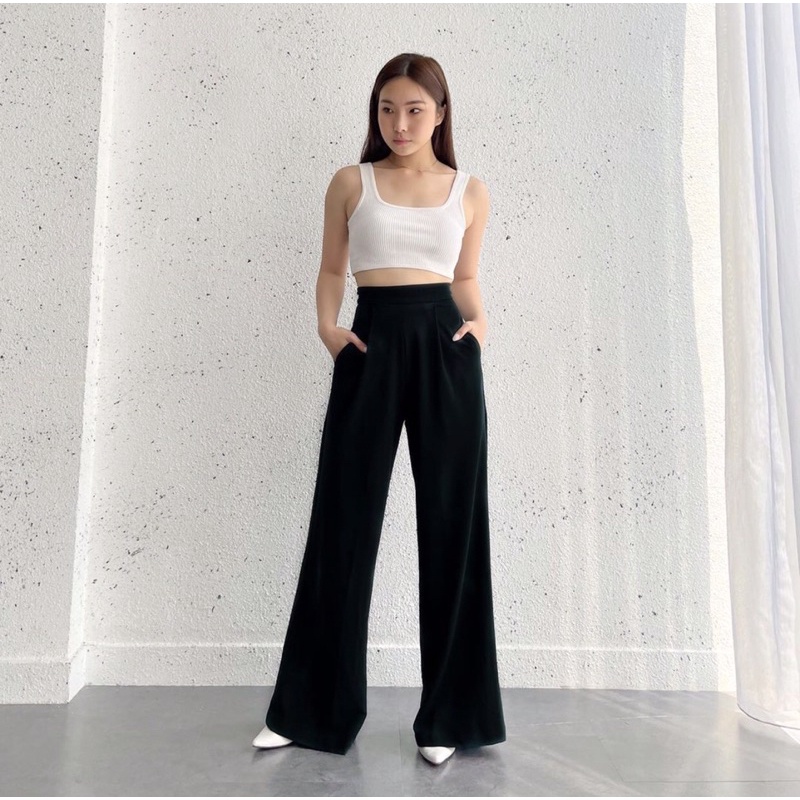 WESLEY WIDE KOREAN LONG PANTS - CELANA PANJANG KERJA WANITA PREMIUM - CELANA CULLOTE BAN PINGGANG - HADIAH ATAU KADO ULTAH CEWEK