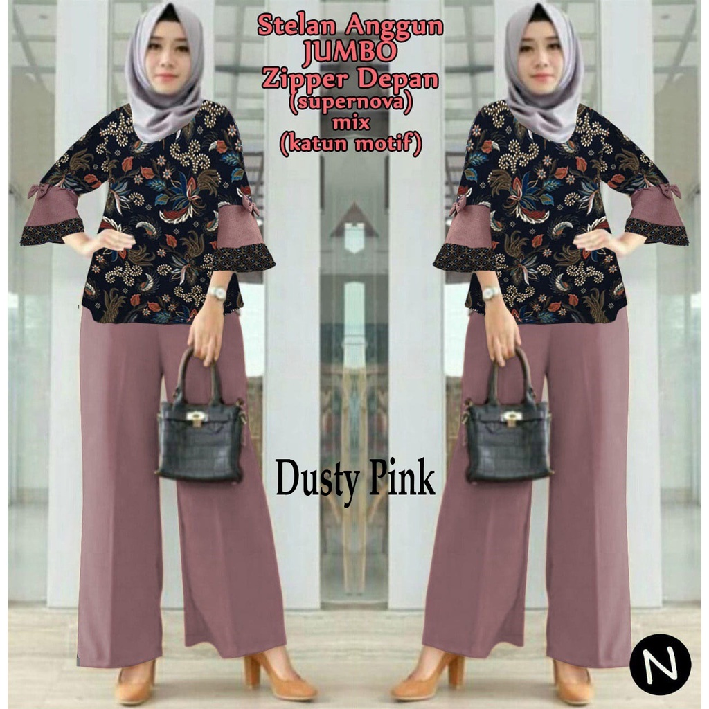 PIK - Setelan Kulot Anggun Jumbo L (8616), XL (8929), XXL (9044), 3XL (9424)/SETELAN KULOT WANITA/ PAKAIAN MUSLIM