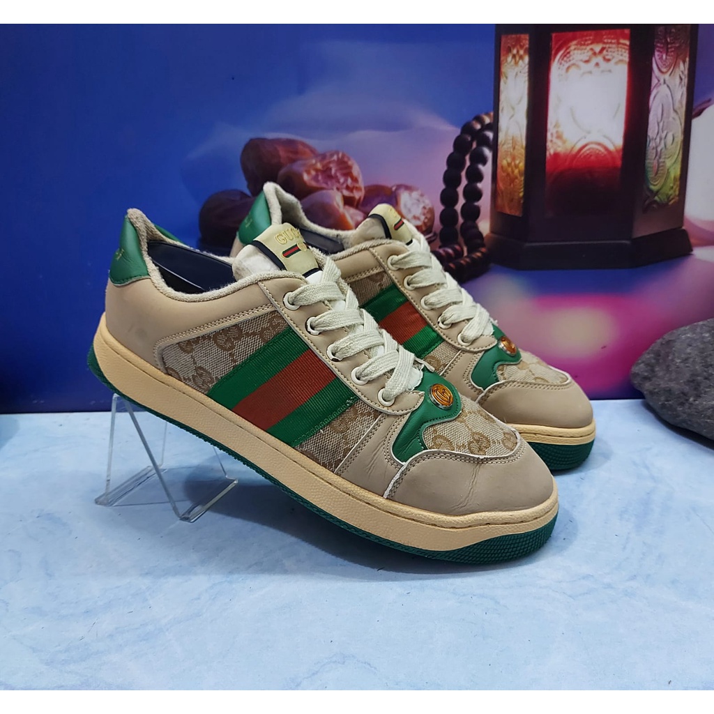Sneakers Wanita Import/ Sepatu GUCCI Original / Sepatu Gucci 565761-017 GG Sreener Beige Size 41 (26