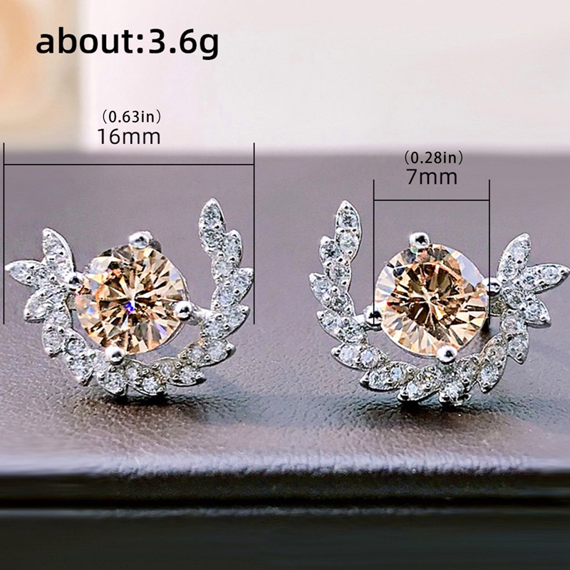 Chic Setengah Lingkaran Berbentuk Orange Cubic Zirconia Stud Earrings Untuk Wanita Temperamen Lady's Earrings Hadiah Mewah Perhiasan Baru
