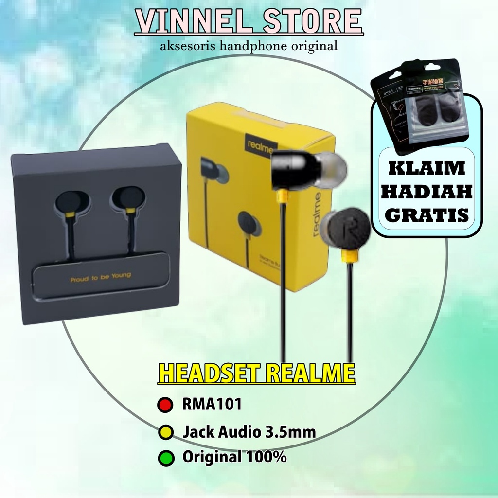 Realme Buds RMA101 Original 100% Earphone  headset realme buds Magnetic 100% Ori