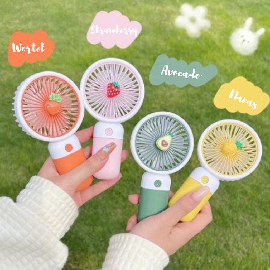 JY MF 99003 Kipas Angin Genggam Mini Portable Motif Buah / Kipas Angin Buah Cute Fan USB Charge