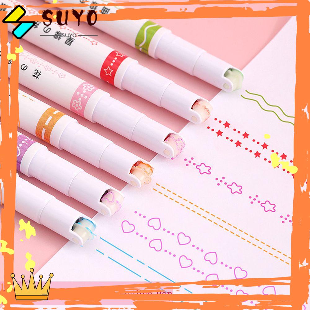 Suyo 6PCS Curve Stabilo Pen Natal Perlengkapan Kantor Curve Line Drawing Tools Colorful Stabilo Banyak Bentuk