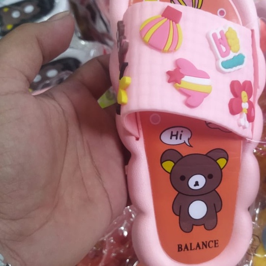 Sandal selop anak perempuan motif bear lucu 288-k1s (24-35)sandal anak terlaris