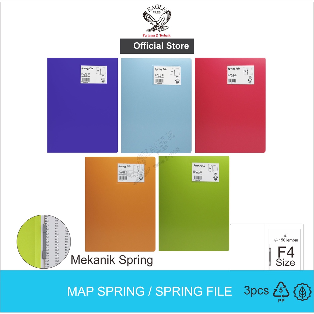 

EAGLE Map Spring / Spring File / Map Plastik Snelhecter F4 (Folio) isi 3 pcs