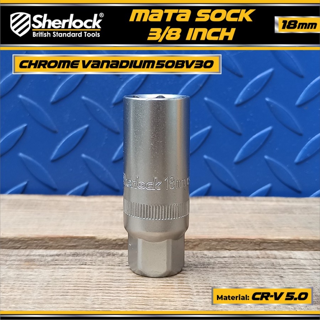 Mata Sock Kunci Busi 3/8 &quot; Drive x 18 mm Sherlock Spark Plug Socket