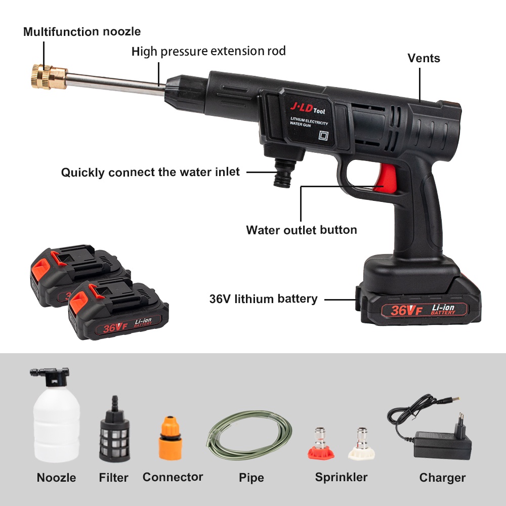 Jld Alat Cuci Motor Cuci Mobil 2Baterai Jet Cleaner 36V Steam Cordless Mesin Cuci Ac Motor Mobil