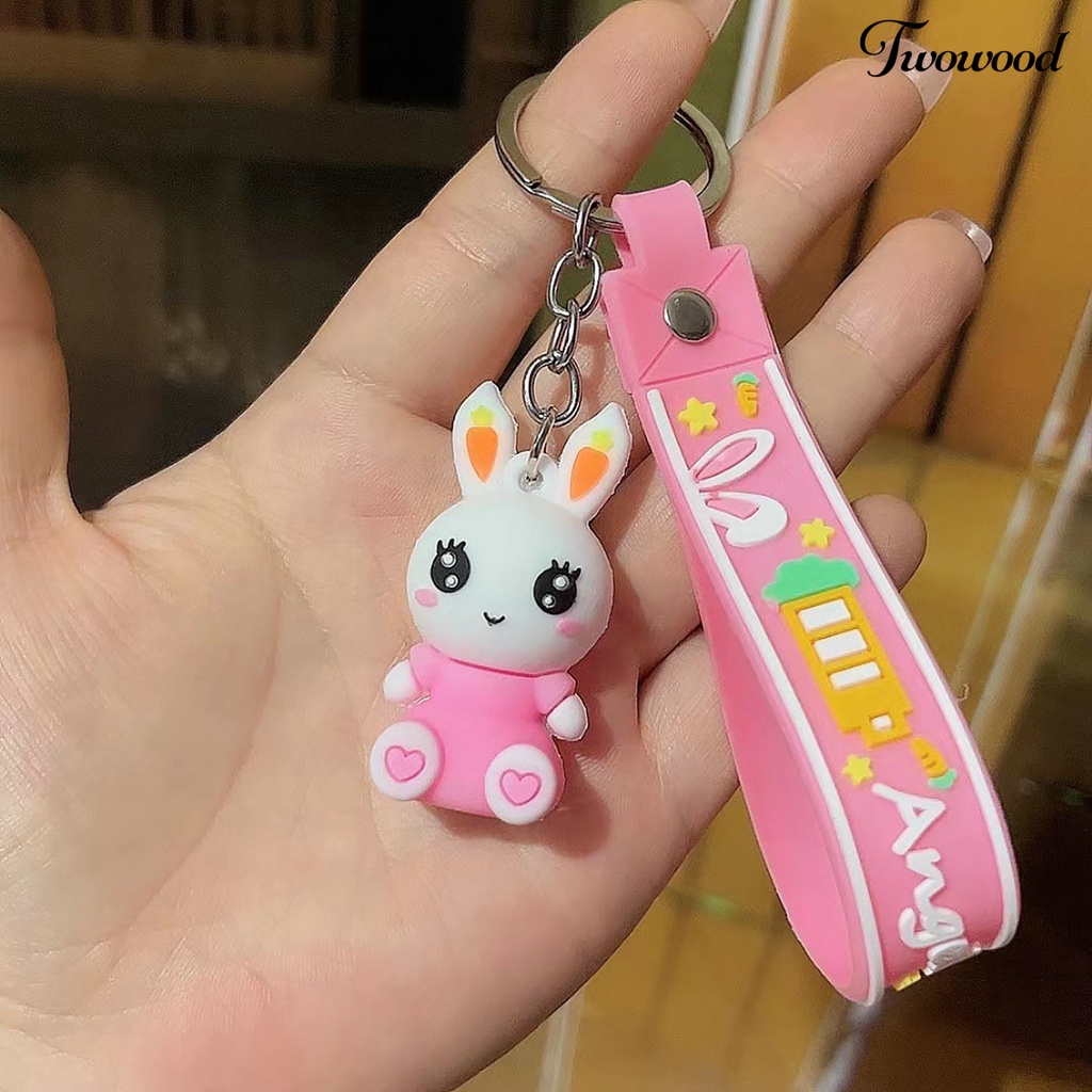 Twowood Key Pendant Good-looking Kartun Indah Hias Aplikasi Lebar Menghias Warna Hidup DIY Boneka Tiga Dimensi Bunny Keychain Untuk Ransel