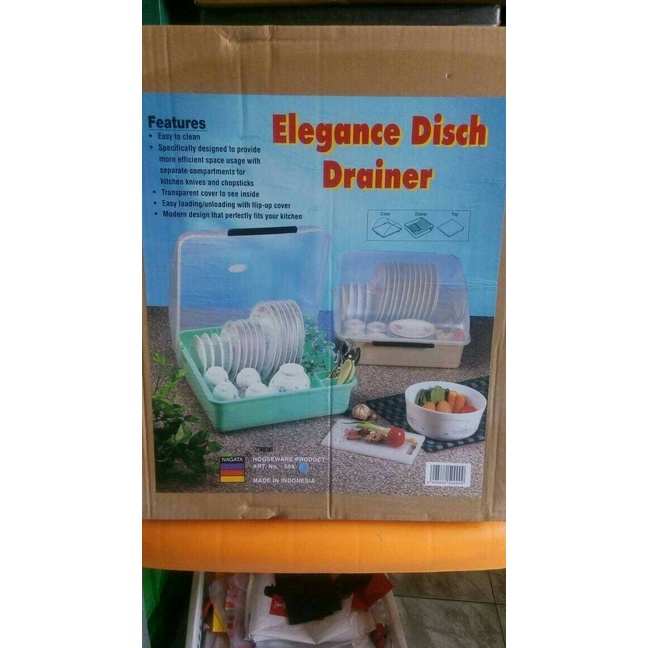 Rak Tempat Piring Plastik Tutup Nagata ( Elegance Dish Drainer )