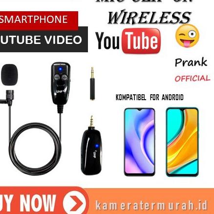Dijamin Miring harga.. Microphone Mic Clip On Wireless UHF Youtuber PRANK VLOG untuk Smartphone HP /
