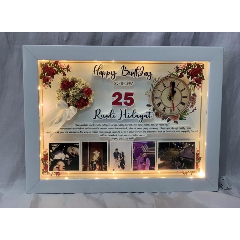 Moonmarket Pop Up Frame Buket Jam Besar Flower In Frame Wedding Pernikahan Ultah Anniversary Wisuda