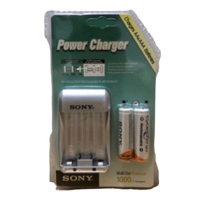 Satu Set Paket Batreai Cas Charger Sony 4600 mAh AA + Charger Sony