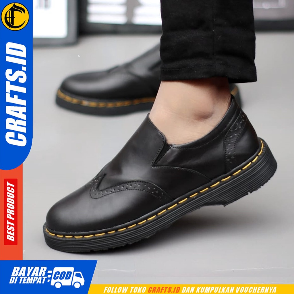 CRAFTS autumn - Sepatu Loafers Docmart Formal Casual Kerja Hitam Pria