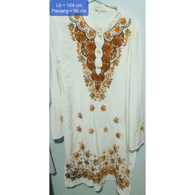 Preloved Atasan Long Tunik Putih Bordir