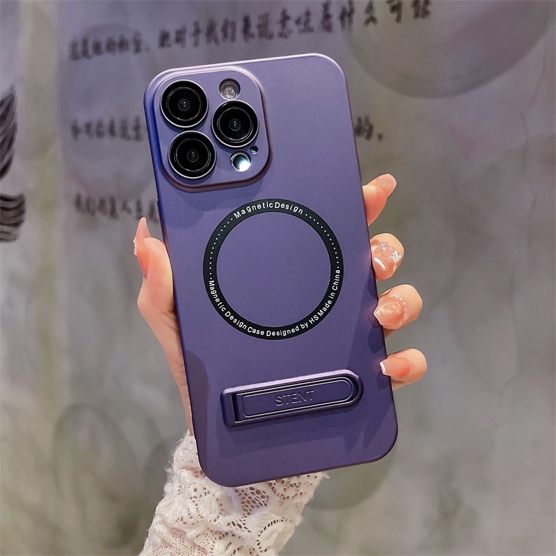 IPHONE Matte Phone Holder Pelindung Case Untuk Iphone14 13 12 Pro MAX 14Plus Kamera Film Magnetic Fall Proof Hard Casing