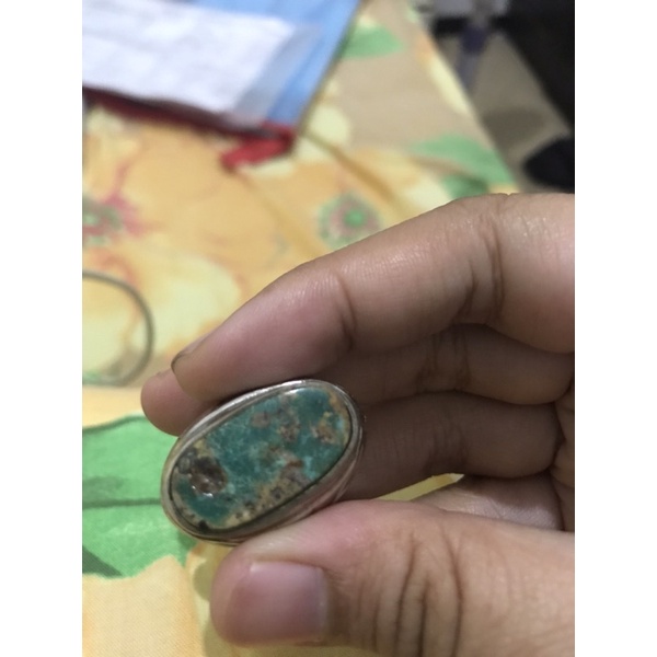 Batu akik pirus hijau serat emas