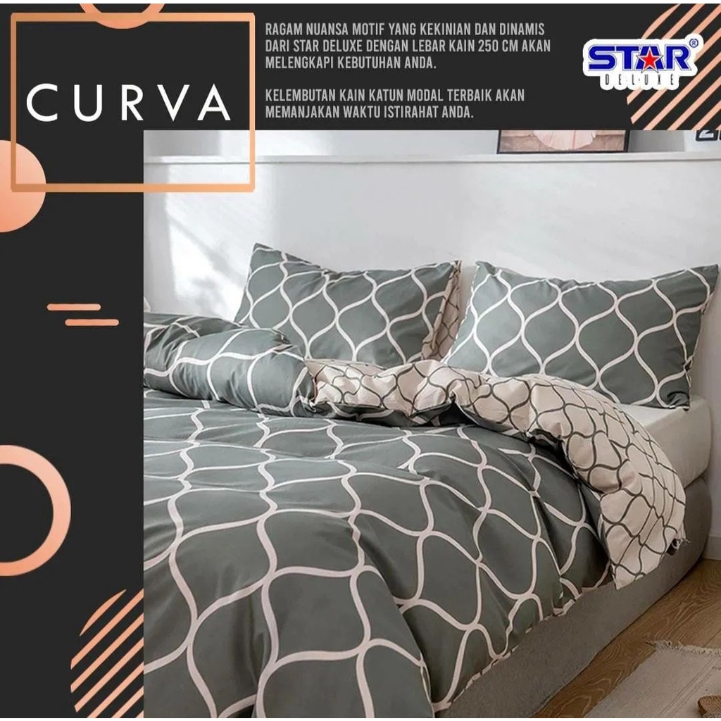 Sprei Katun Lokal Premium / Sprei Curva Abu dan Hitam By Star / Sprei Abstrak Dasar ABu dan Hitam Te