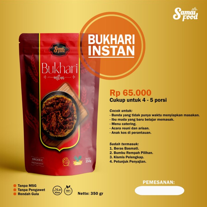 

⭐BISA COD⭐ bumbu bukhari instan plus beras basmati premium samai food