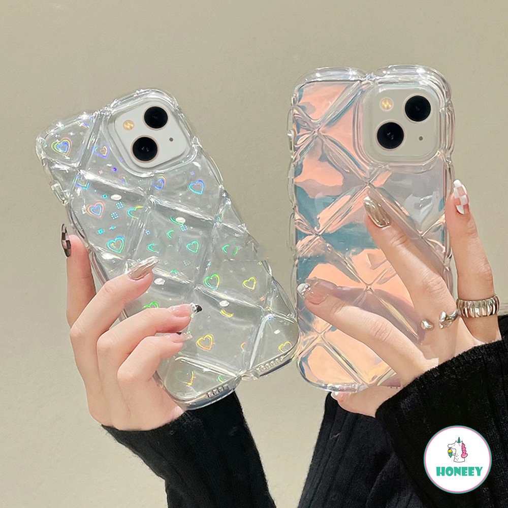 Shinny Laser Card Diamond Cube Phone Case Untuk IPhone 11 14 13 12 Pro Max 14 Pro Max Anti Pecah Lembut Glossy Back Phone Cover