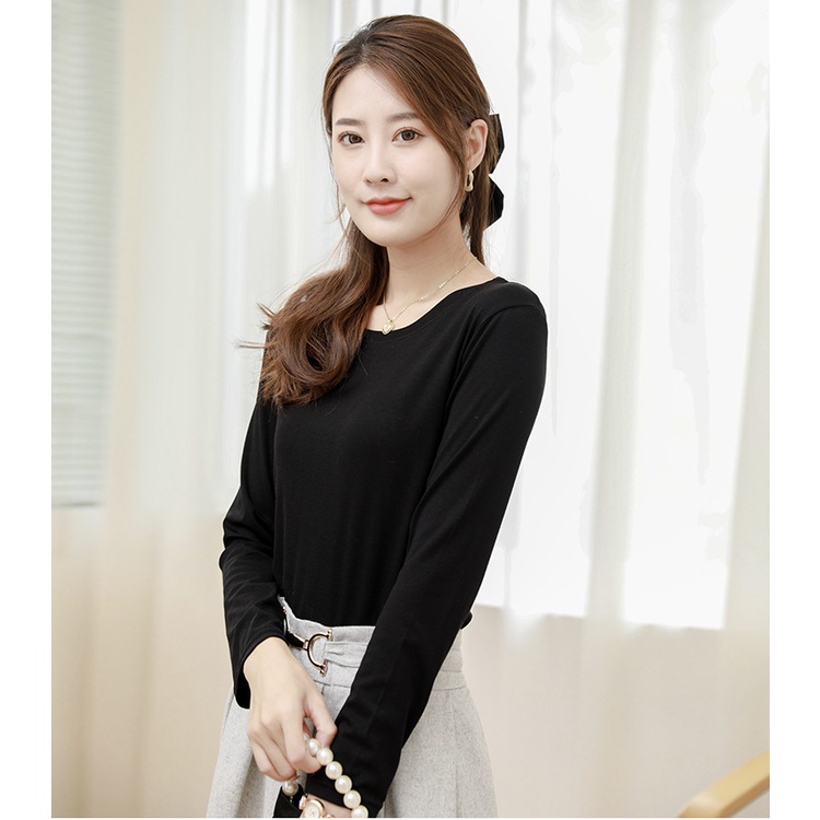 GirlWish Fashion Korean Long Sleeve Knit Woman Top Atasan Crop Lengan Panjang